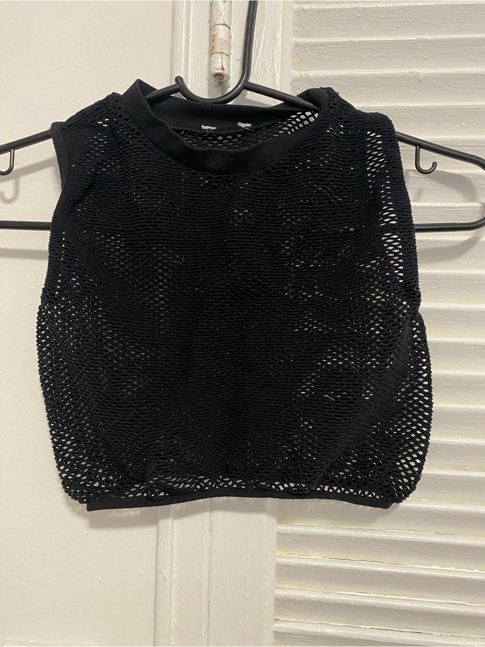 Black Mesh Sleeveless Crop Top